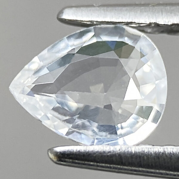 1 0.52ct Natural Sapphire White Pear Faceted Luster Colorless Gem From Sri Lanka