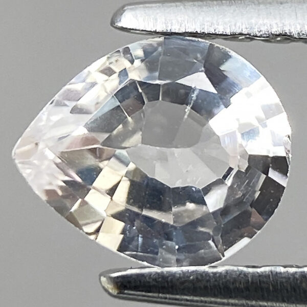 1 0.65ct Natural Sapphire White Luster Pear Faceted Colorless Ge
