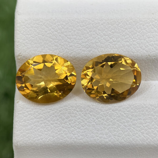 4 2pc Citrine Natural Golden Yellow Flawless Oval Pair Calibrate From Sri Lanka