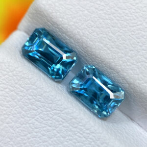 Blue Zircon 3.53ct – 6.5 X 4.5 MM Pair