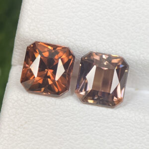 Orange Pink Zircon 4.44ct – 6.7 X 6.3 MM Pair